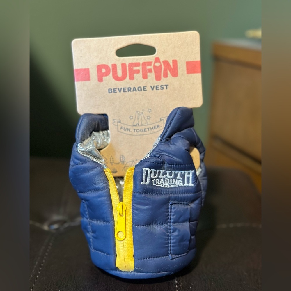 Duluth Trading Puffin Vest Coozie